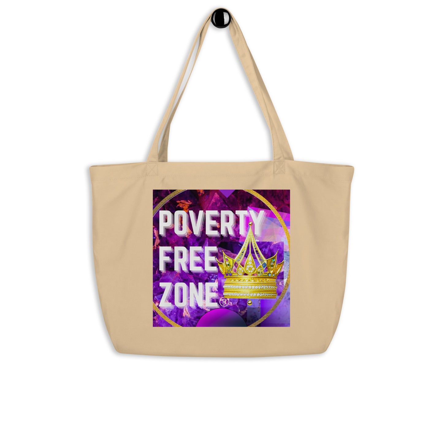 Poverty Free Zone Large organic tote bag