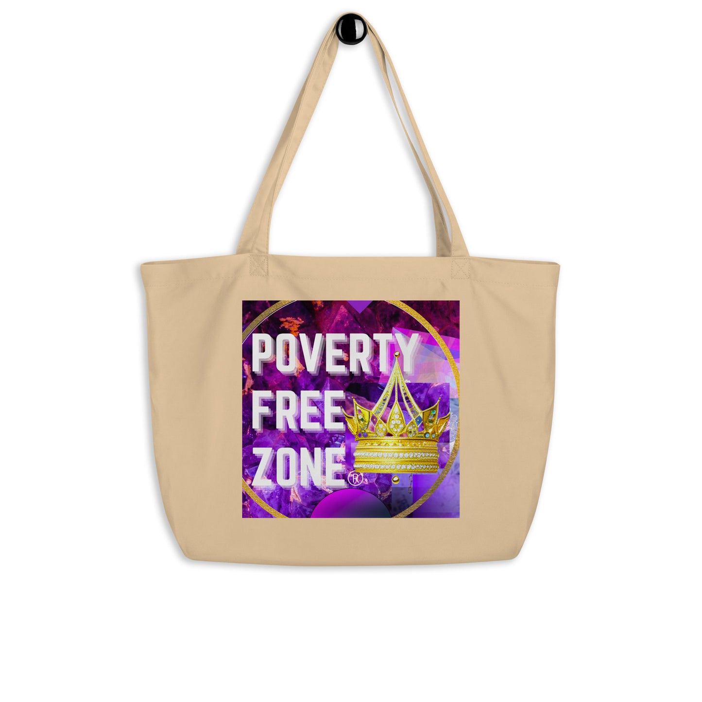 Poverty Free Zone Large organic tote bag